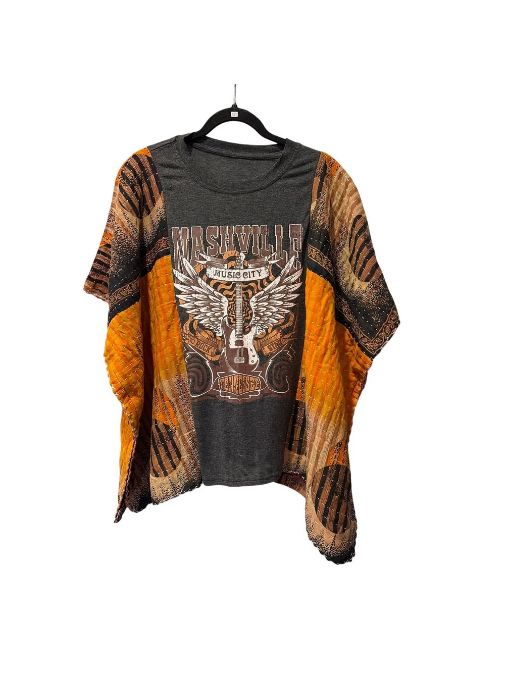 Nashville Music City Upcycled Kantha Tunic Top Shirt OS Handmade